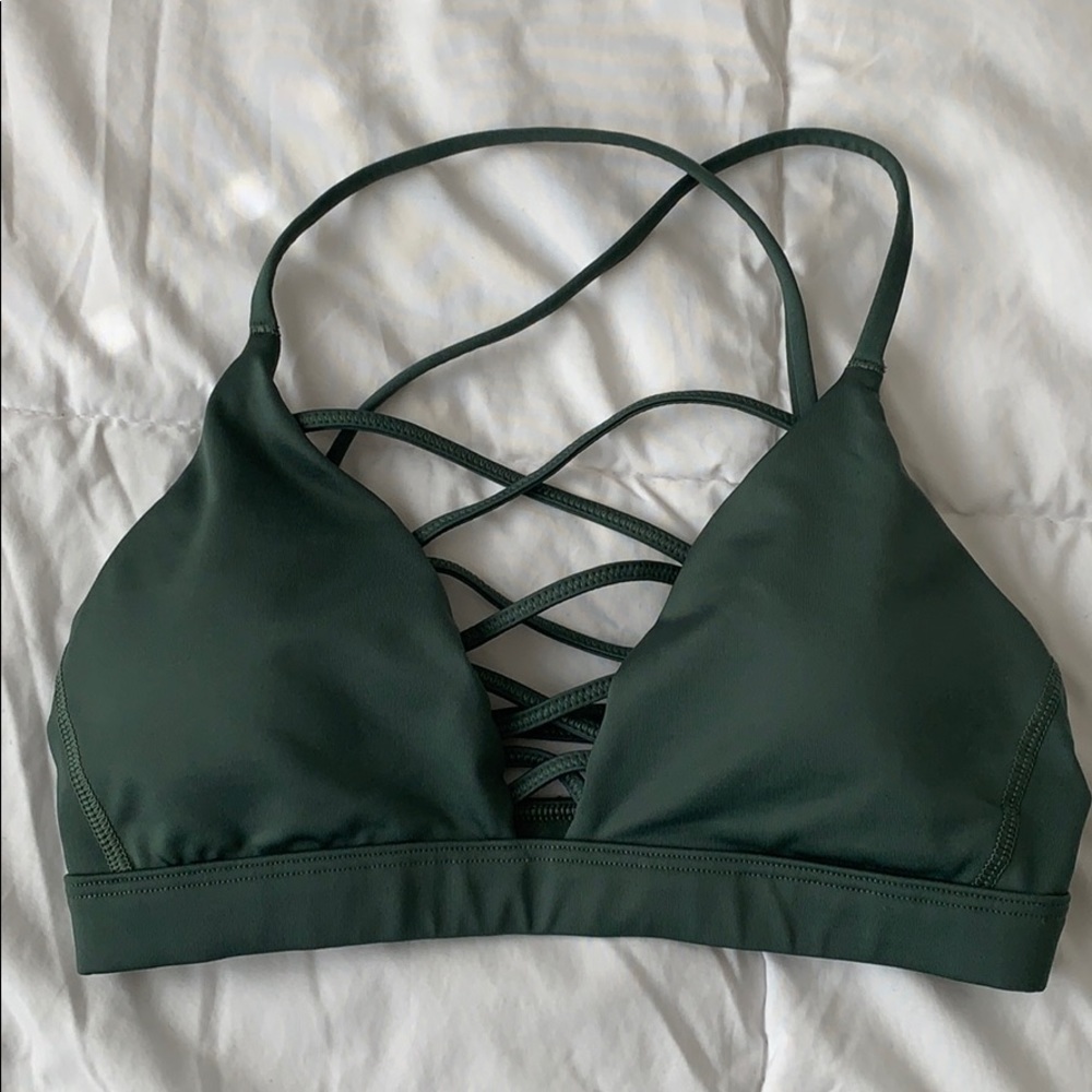 Army green cross cross sports bra